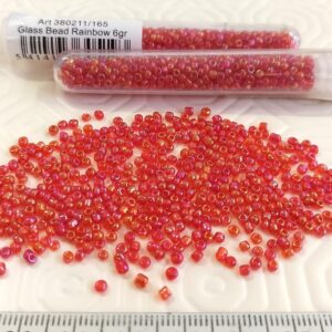 Tube Rocailles ~2mm Rouge Rainbow