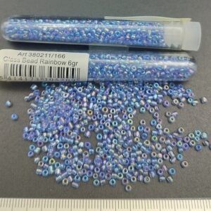 *Tube 6gr. Rocailles verre ~2mm Bleu jeans Rainbow
