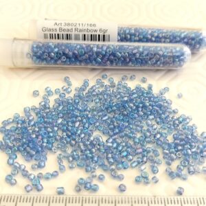 Tube 6gr. Rocailles verre ~2mm Bleu ciel Rainbow