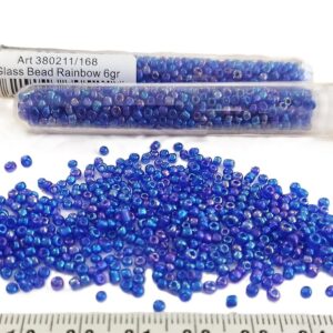 Tube Rocailles verre ~2mm Bleu Rainbow