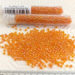 Tube Rocailles verre ~2mm Orange Rainbow