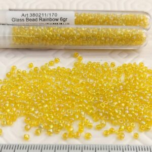 Tube Rocailles verre ~2mm Jaune Rainbow