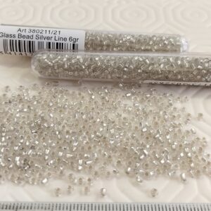 Tube 6gr. Rocailles verre ~2mm Blanc Silver line