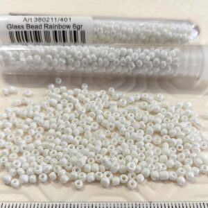 Tube Rocailles ~2mm Blanc opaque Rainbow