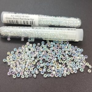 *Tube 6gr. Rocailles verre ~3mm Blanc translucide Rainbow