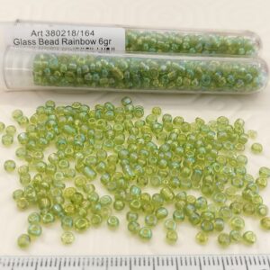 Tube 6gr. Rocailles verre ~3mm Vert pâle Rainbow