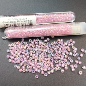 *Tube 6 gr. Rocailles verre ~3mm Rose Rainbow 218/209
