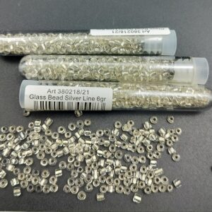 -Tube 6gr. Rocailles verre ~3mm Translucide Silver line