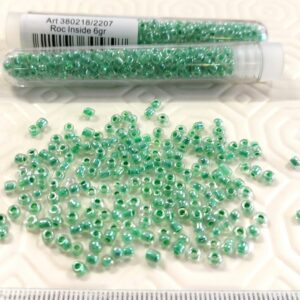 .Tube 6gr. Rocailles verre ~3mm Vert Roc inside