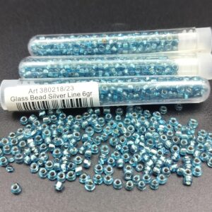 - Tube 6gr. Rocailles verre ~3mm Turquoise Silver line