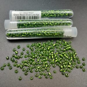 - Tube 6gr. Rocailles verre ~3mm Vert sapin Silver line