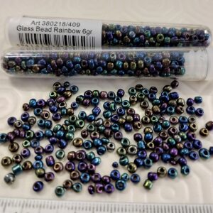 Tube 6gr. Rocailles verre ~3mm Noir Rainbow