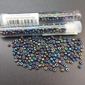 *Tube 6gr. Rocailles verre ~3mm Noir Rainbow 218/409