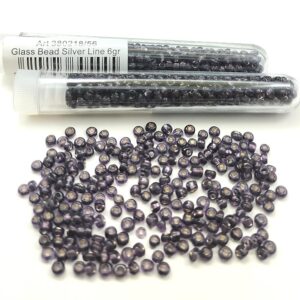 - Tube 6gr. Rocailles verre ~3mm Pourpre Silver line