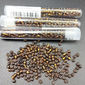 - Tube 6gr. Rocailles verre ~3mm Marron Silver line