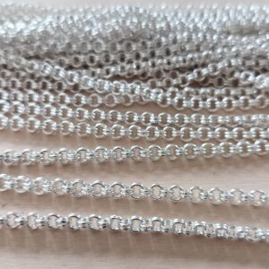 2 mètres chaine Laiton maille Rolo argent clair