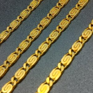 2 mètres chaine maille ‘Escargot’ laiton doré
