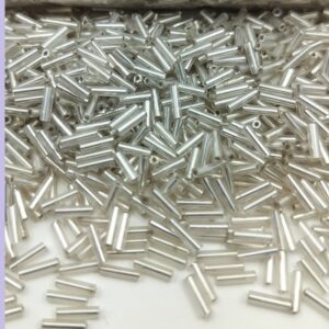 Sachet 500 gr. Rocailles-Bugles verre ~7mm Blanc clinquant argent