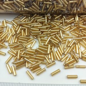 Sachet 500 gr. Rocailles-Bugles verre ~7mm Or clinquant argent