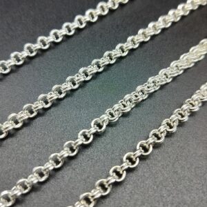 . 2 mètres chaine maille 'Double anneaux' laiton argent