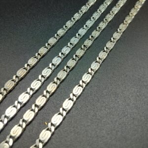 . 2 mètres chaine maille ‘Escargot’ laiton argent