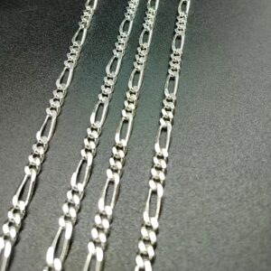 . 2 mètres chaine maille ‘Figaro’ laiton argent