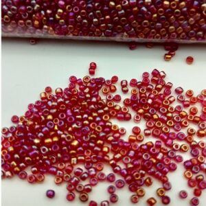 Sachet 500 gr. Rocailles verre ~2mm Fuschia Rainbow