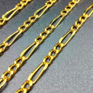 2 mètres chaine maille ‘Large Figaro’ laiton doré