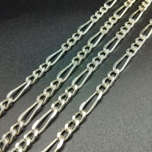. 2 mètres chaine maille ‘Large Figaro’ laiton argent