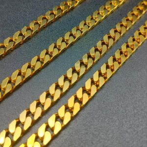 1 mètre chaine maille ‘Cubaine’ laiton doré