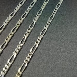 . 2 mètres chaine maille ‘Mini Figaro’ laiton argent