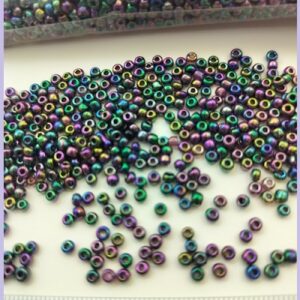 --Sachet 500 gr. Rocailles verre ~3mm -Noir Rainbow