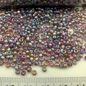--Sachet 500 gr. Rocailles verre ~3mm - Lilas translucide Rainbow