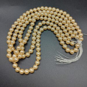3 rives 53 perles rondes 'balle 8mm' verre nacré Ivoire