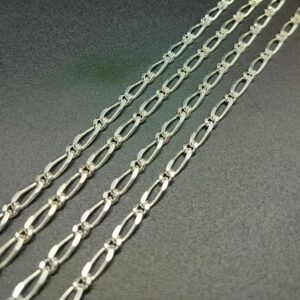 . 2 mètres chaine maille 'Simple Figaro' laiton argent