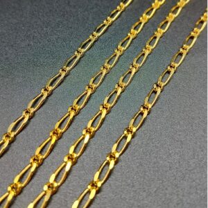 2 mètres chaine maille ‘Simple Figaro’ laiton doré